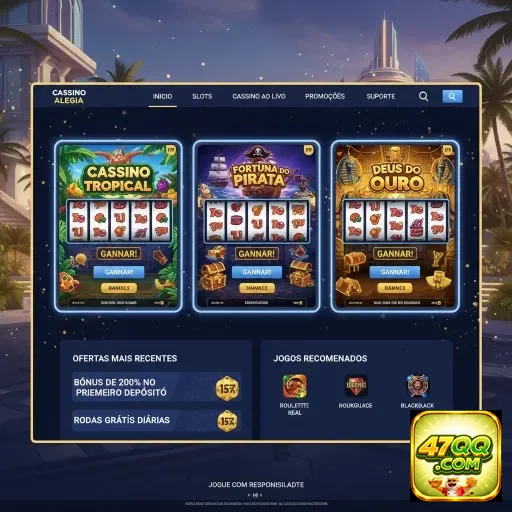 Interface do aplicativo 47qq com jogos de cassino disponíveis.