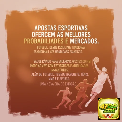Interface do aplicativo 47qq com apostas esportivas em destaque.