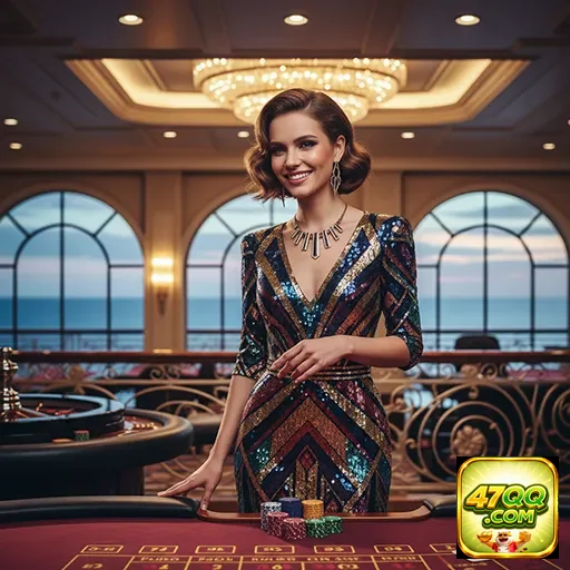 Jogadora de cassino em ambiente sofisticado no 47qq.
