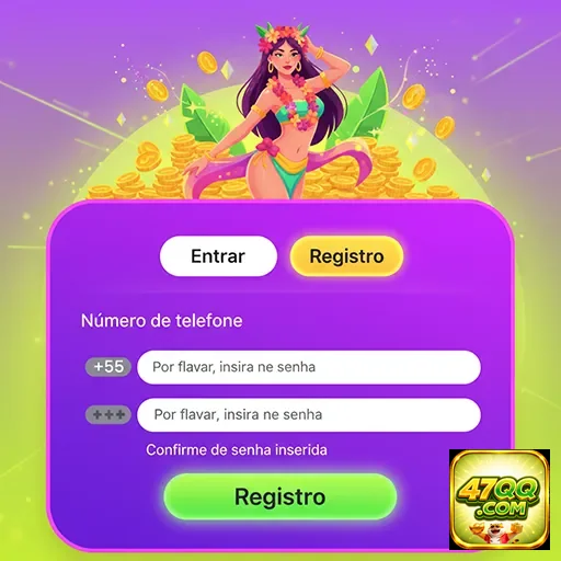 Tela de registro do app 47qq com serviços VIP destacados.