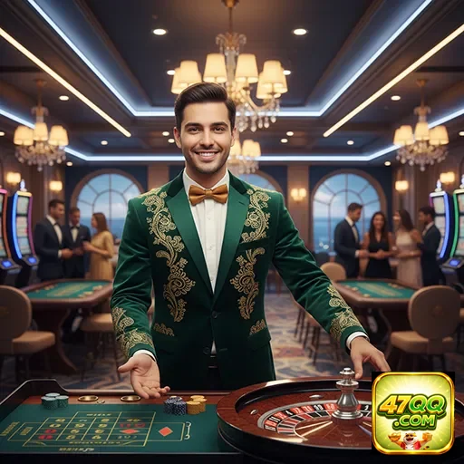 Imagem de um dealer em cassino na plataforma 47qq.