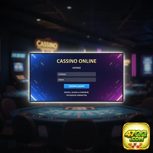 Tela de login do cassino online 47qq para jogadores móveis.