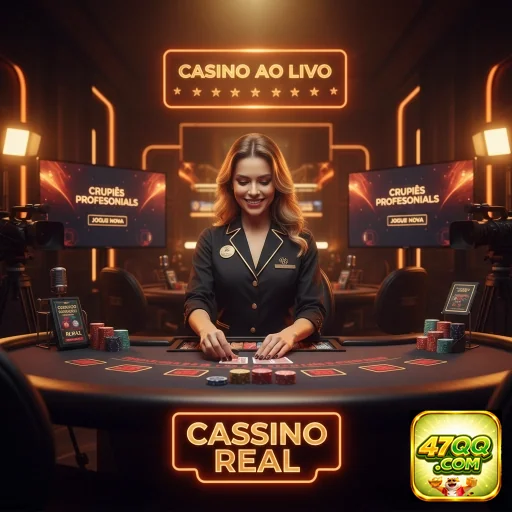 Jogadora interagindo em cassino ao vivo no 47qq.