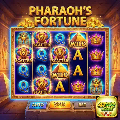 Interface do jogo 'Pharaoh’s Fortune' no aplicativo 47qq.
