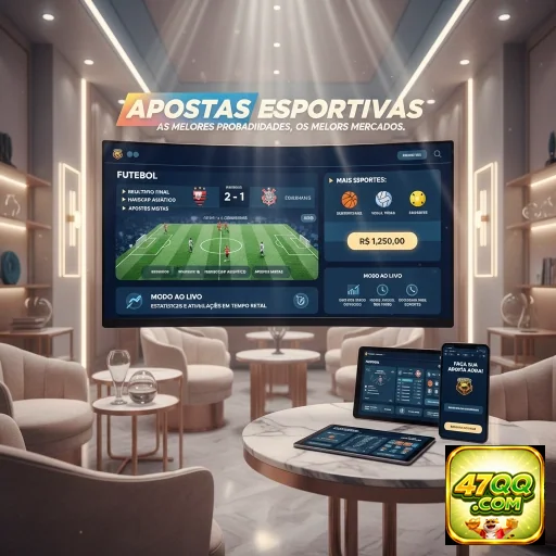 Interface do aplicativo 47qq para apostas esportivas ao vivo.