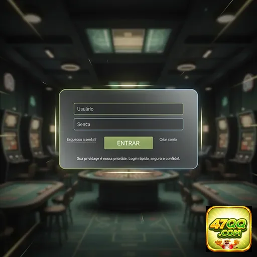 Tela de login do cassino online 47qq com fundo de cassino.